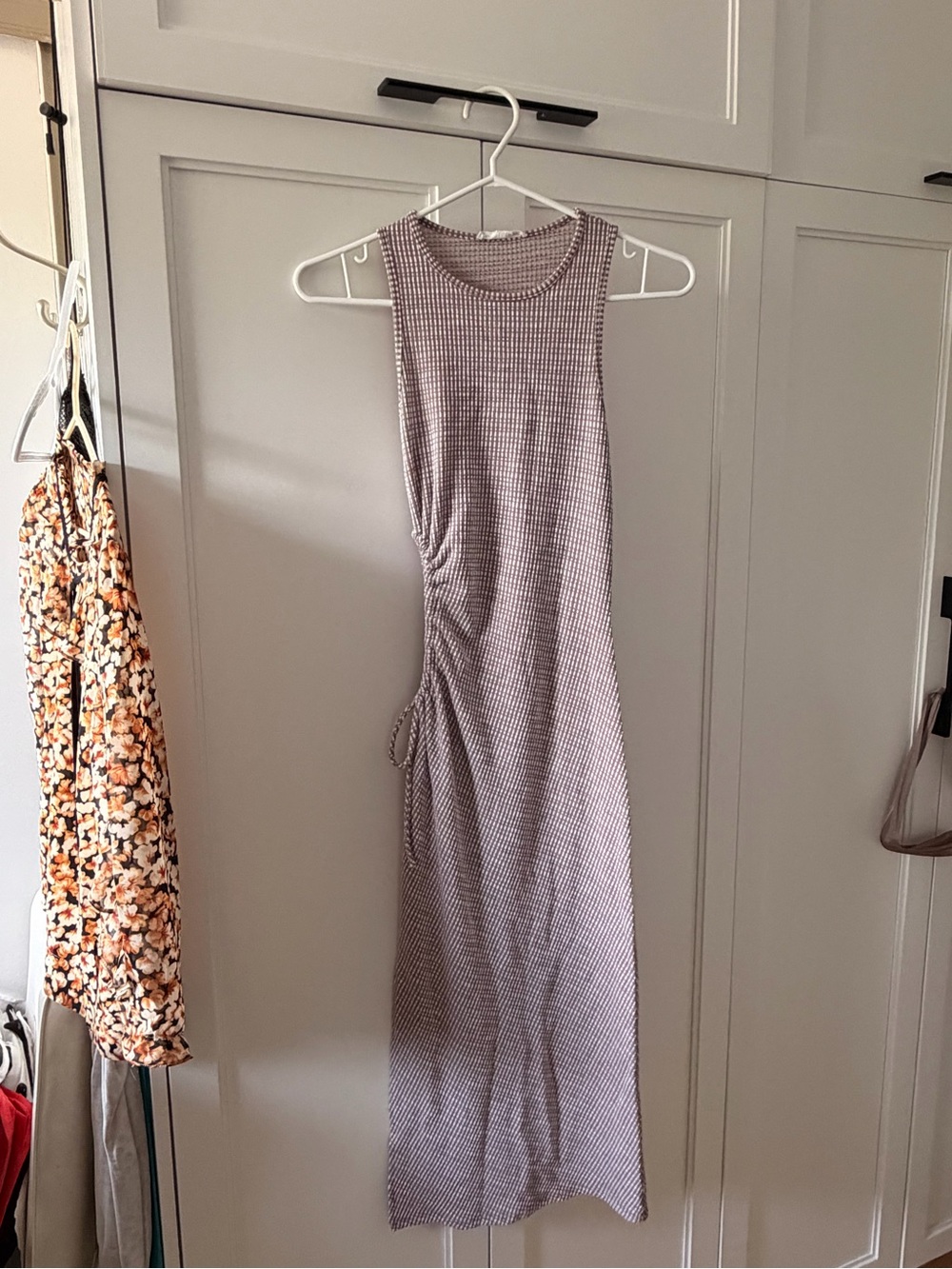 Caution To The Wind Sleeveless Ruched Maxi Dress - Taupe